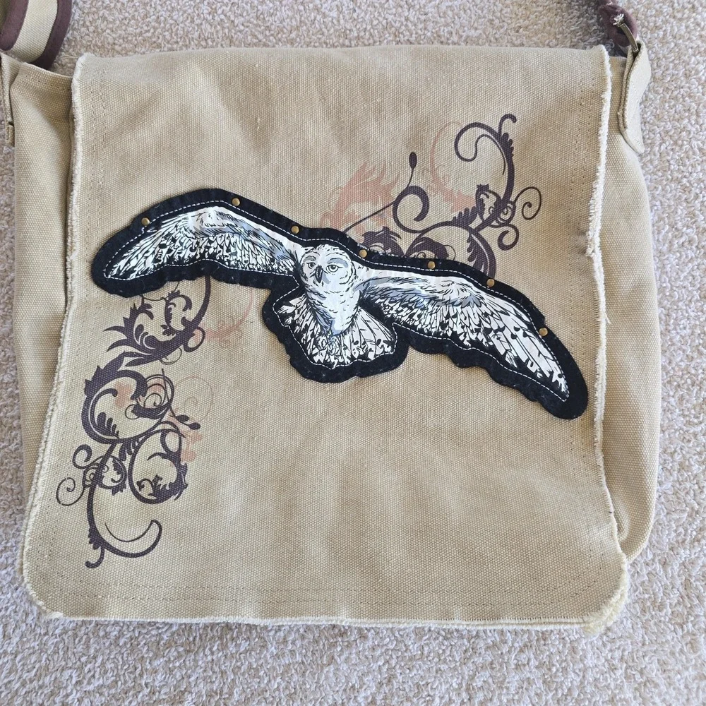 Harry Potter Hedgewig Owl Crossbody Messenger Bag Y2K Vibes Canvas Studded